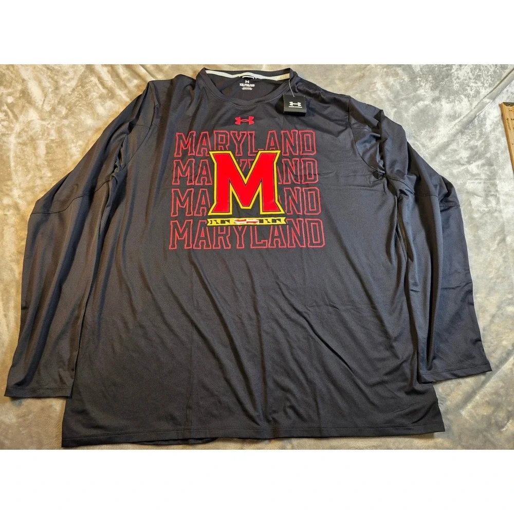 Maryland Terrapins Under Armour Team Knockout L/S Shirt‎ Mens 4XL Black NWT